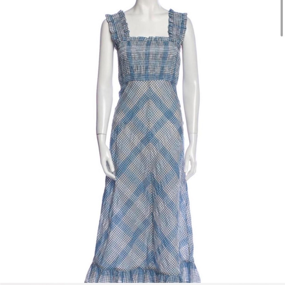 Ganni seersucker maxi dress